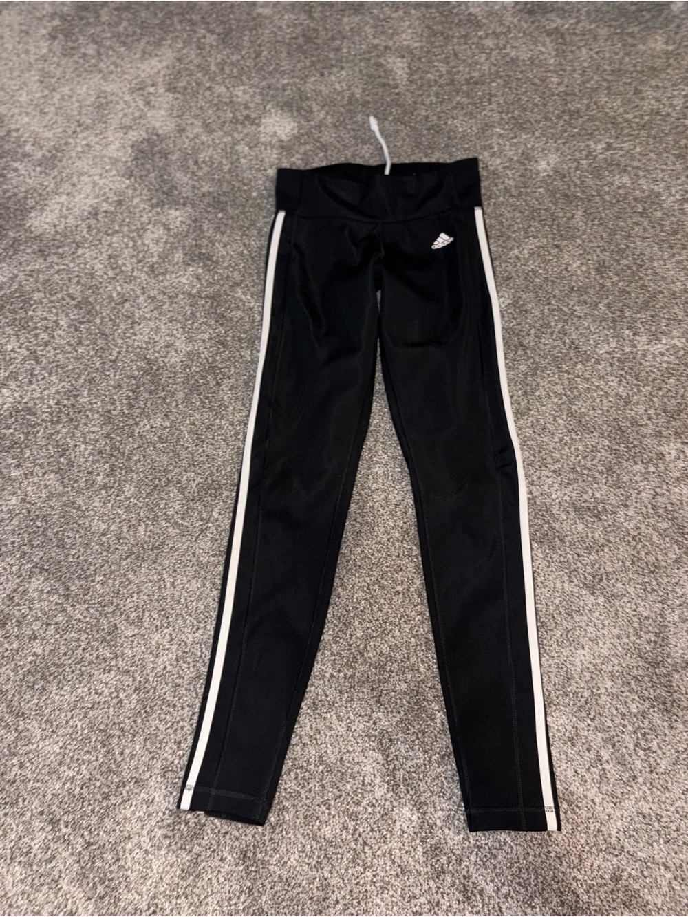 Adidas Women’s Black Athletic Leggings with White Side Stripes